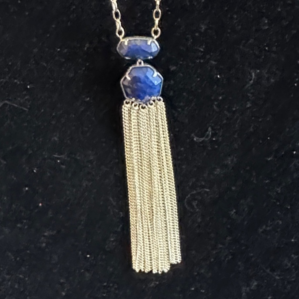 Kendra Scott Chic Gold and Blue Tassel Necklace
